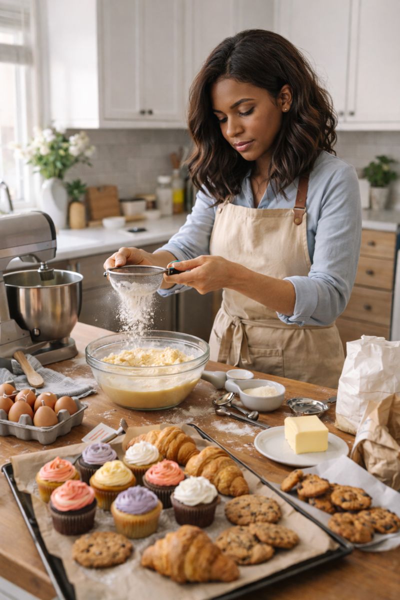 Baker preparing pastries